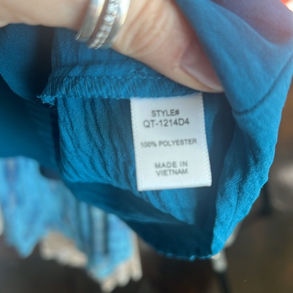 Teal V-Neck Women's Top Large - Picture 3 of 3